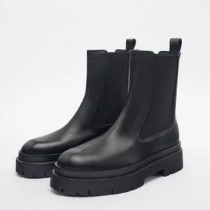 Zara Leather Lug Sole Chelsea Boot - SIZE 36